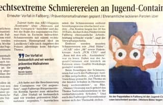 Artikelbild zu CZ: Rechtsextreme Schmiereien an Jugend-Container