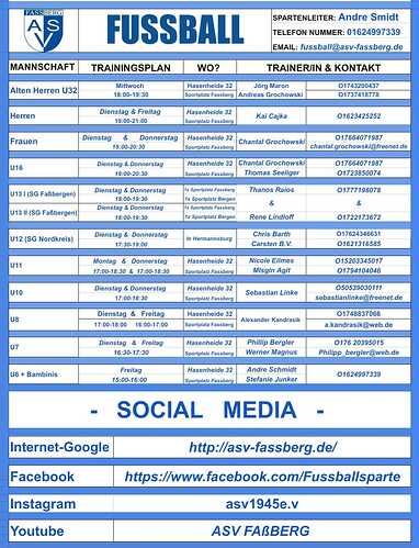 Aktuelle Informationen der ASV Fassberg e.V. Fußballsparte